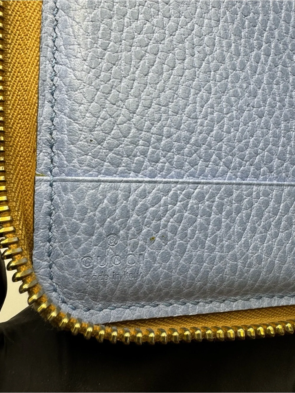 Authentic Gucci Pebbled Leather Zip Around Wallet Beige Taupe Made in Italy - Picture 9 of 16